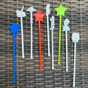 Set of 9 Vintage Plastic Swizzle Sticks